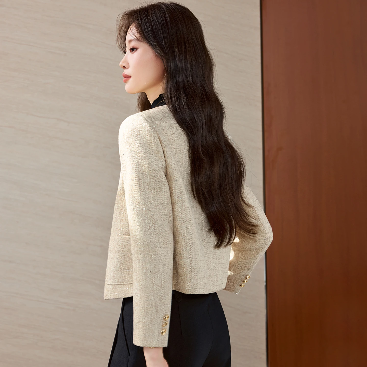 Alyssa Fashionable Business Women's Long Sleeve round Neck Blazer Elegant Stylish Autumn Winter New Arrival 2026