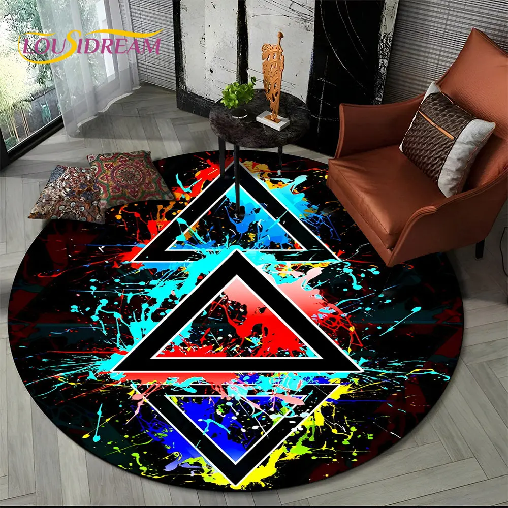 Gaming Controller Round Rug with Cartoon Game Pattern - Non-Slip Floor Mat for Boys Room, Bedroom, Living Room & Game Zone Decor