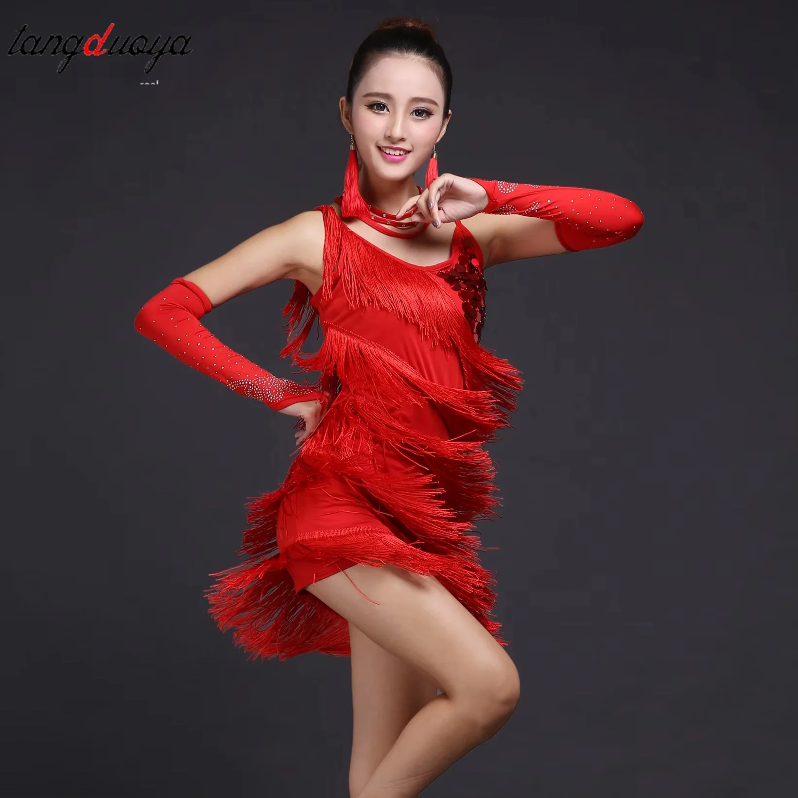 2026 Hot Selling Latin Dance Dress Sequins Cha Cha Tango Bollywood Dancing Skirt Stage Performance Wear 5 Colors