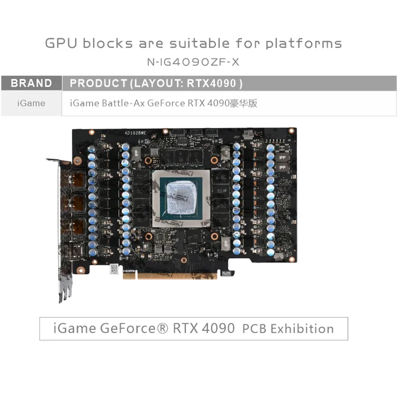 Bykski GPU Block Use for Colorful IGame RTX 4090 Battle AX Video Card Copper Cooling Radiator RGB SYNC /N-IG4090ZF-X