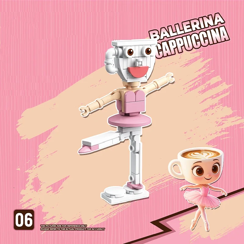 Brainrot Tung Tung Sahur أرقام Tralalero Tralala اللبنات عصا خشبية الناس الحيوانات الطوب لعب للأطفال طفل هدية #6