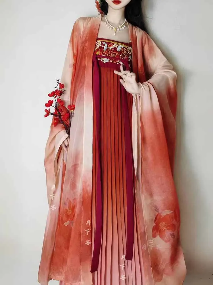 

Oversized 8XL Hanfu Orange Dress Women Chinese Ancient Cosplay Costume Party Outfit Fit For 140kg Ladies Hanfu Plus Size 6XL