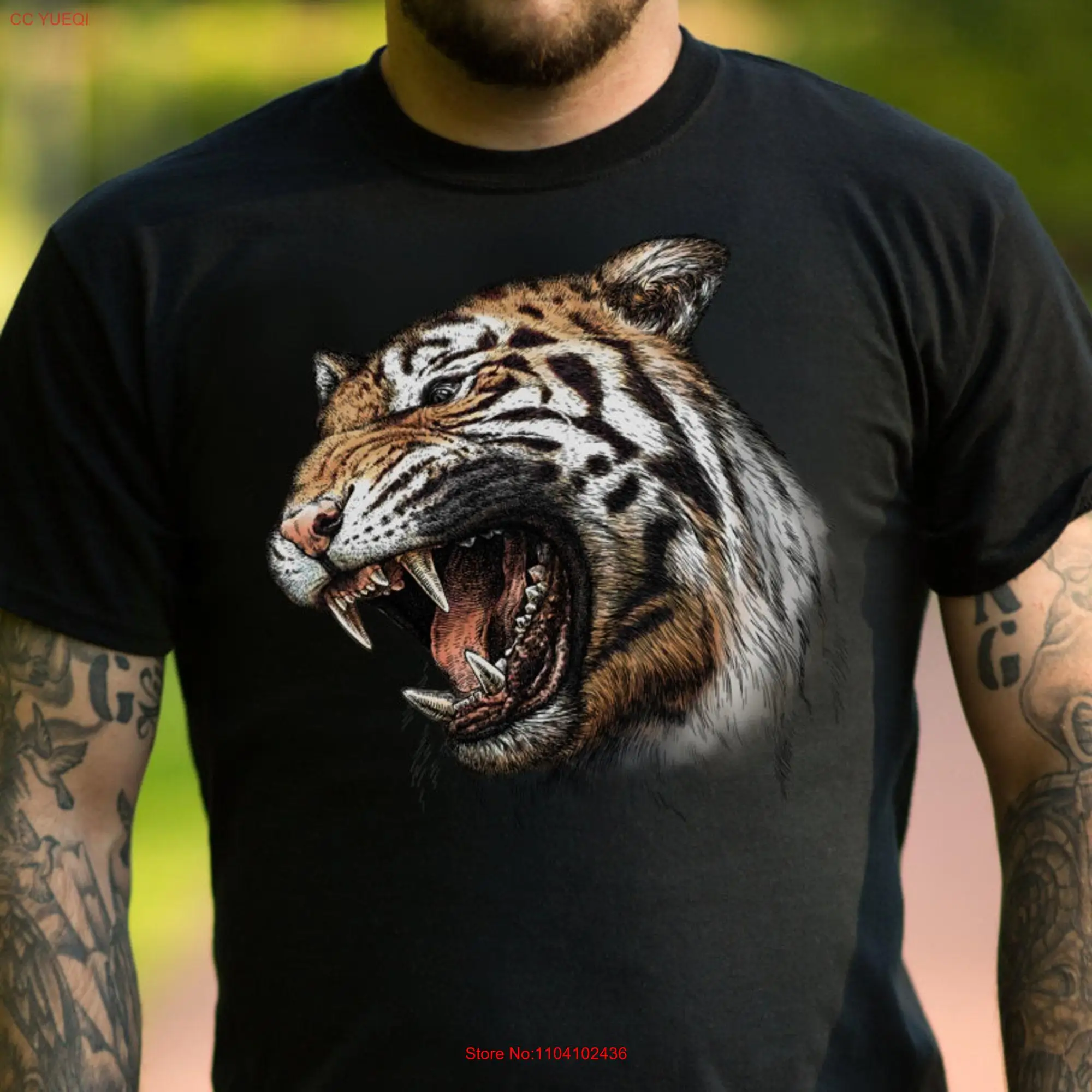 Roaring Tiger T Shirt Big Cat Sanctuary Zoo Bella Canvas Item 1017 long or short sleeves