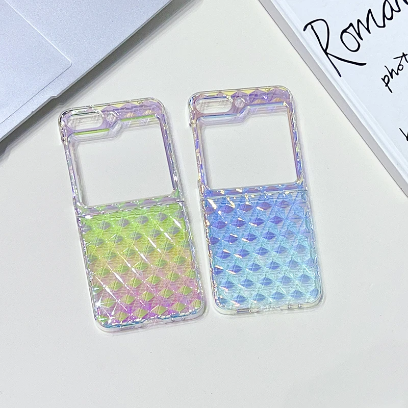 Case For Samsung Galaxy Z Flip5 Z Flip4 Z Flip3 3D illusion Color Chameleon Hard Mobile Phone Case Cover ZFlip5