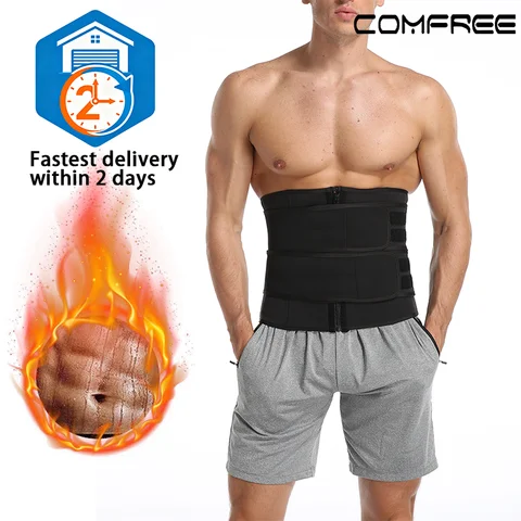 Men Waist Trainer Neoprene Body Shaper Belt,Slimming Belly Reducing Shaper Tummy Control Sweat Shapewear,Zipper Closure Workout Shaper Corset Sauna Effect Faja