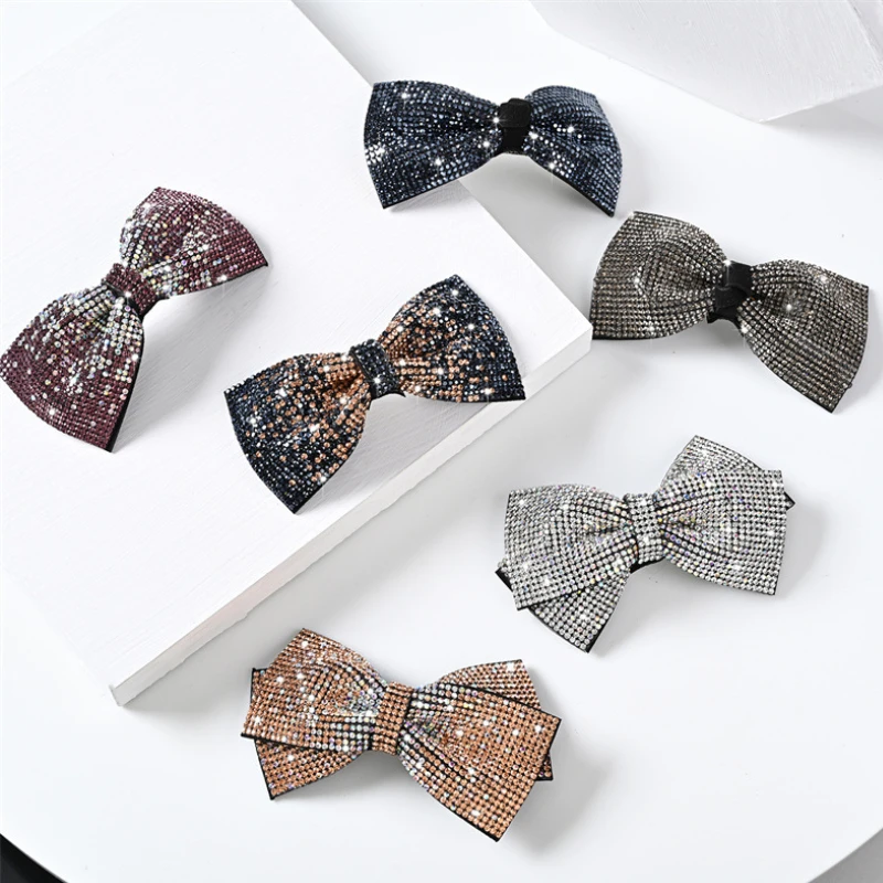 Vintage Rhinestone kryształowa duża kokarda spinki do włosów dla kobiet dziewczyna Barrette Hairgirps nakrycia głowy spinki do włosów akcesoria do włosów hurtownia