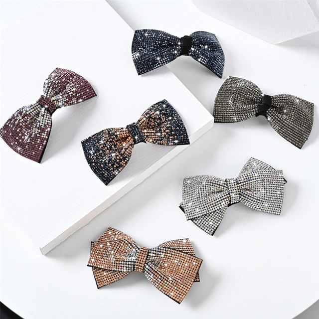 Vintage Rhinestone kryształowa duża kokarda spinki do włosów dla kobiet dziewczyna Barrette Hairgirps nakrycia głowy spinki do włosów akcesoria do włosów hurtownia
