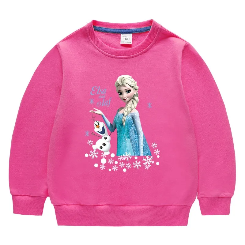 

Quality Cotton 2024 Disney Tee Shirt Autumn Girl Clothing for Children T-shirt Girls Long Sleeve Kids Tops Frozen Elsa Clothes