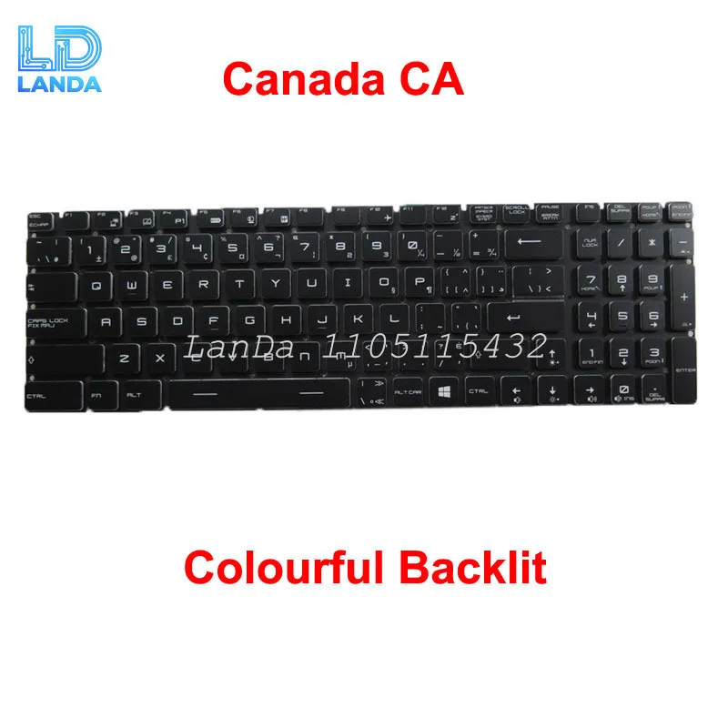 Per Key RGB Backlit BE CA GK HB HU SW Keyboard For MSI GE63 GE73 8RE 8RF 8SE 8SF 8SG 9SE 9SF 9SG GS73 GS75 Greece Canada Black