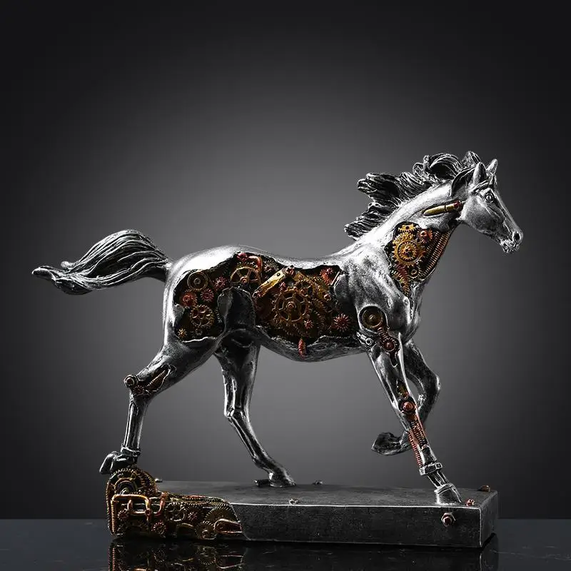 Personality Wolf Horse Success Resin Statues Ornaments Store Office Desk Lucky Decoration Business Opening Gifts Mascot