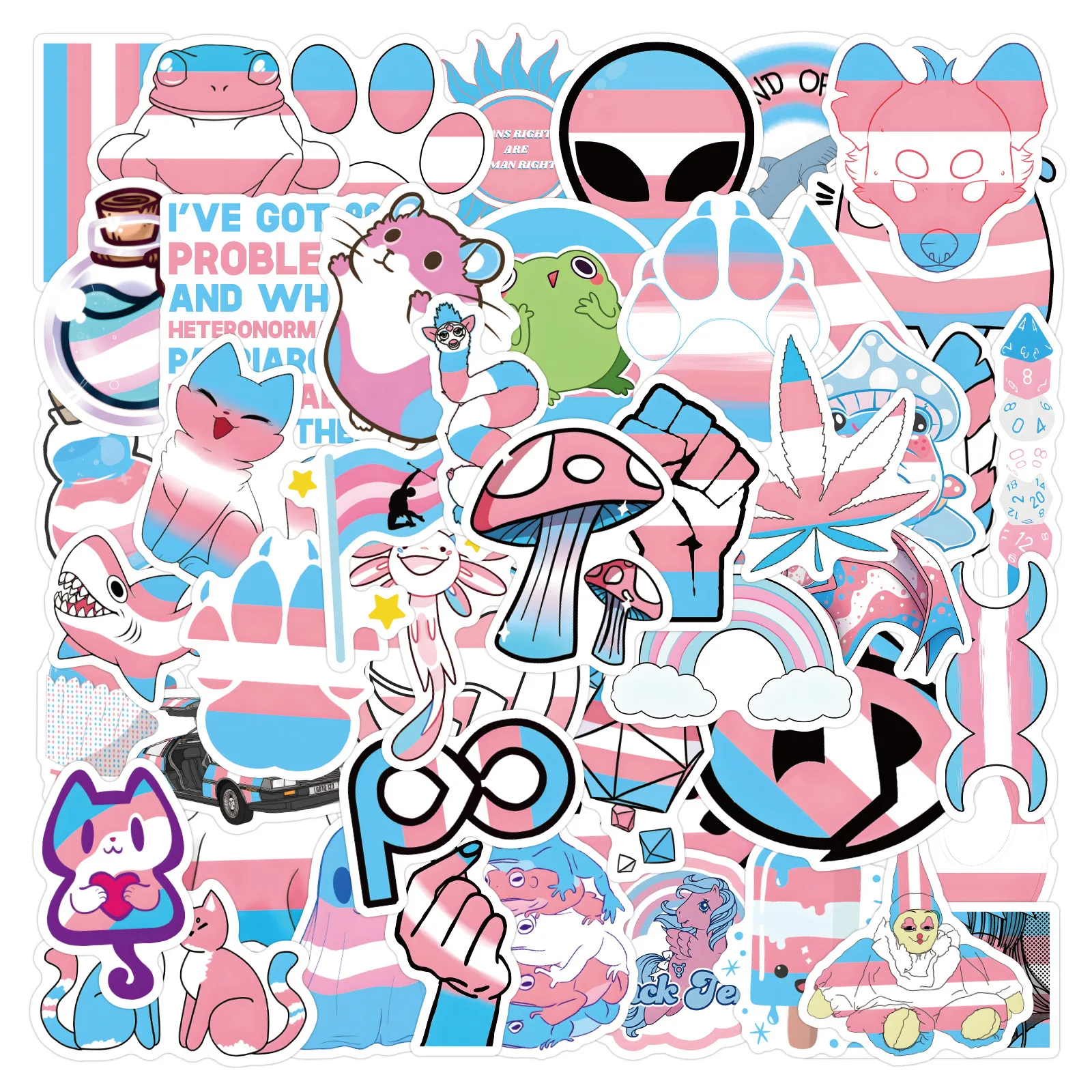 60Pcs Transgender Pride Stickers LGBT Trans DIY Stickers Scrapbooking Phone Luggage Skateboard Decorative Waterproof Decals