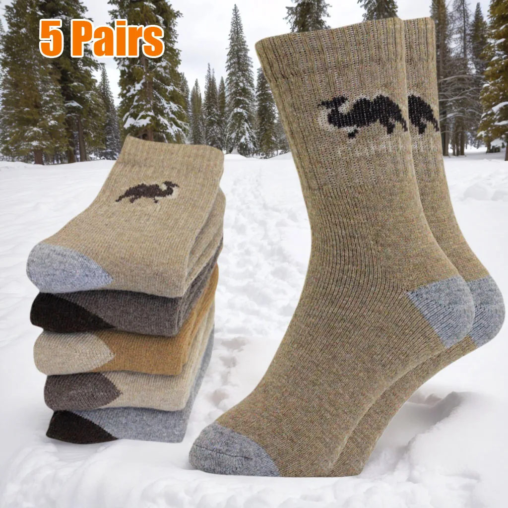 

5 Pairs New Winter Warm Socks Wool Women Socks Solid Super Thick Men Socks Merino Wool Socks Snow Outdoor Terry Sock Size 36-42