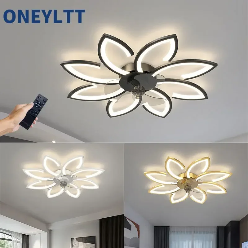 Imagem -04 - Nova Flor Led Ventilador de Teto Lâmpada com Controle Remoto Velocidade Ajustável Regulável Balançando Cabeça Luz Teto para Sala Estar Quarto