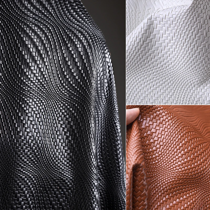 

3D Irregular Weaving Texture Embossed Creative Leather Fabric Handmade DIY Coat Bag skirt Clothing PVC Designer Fabric
