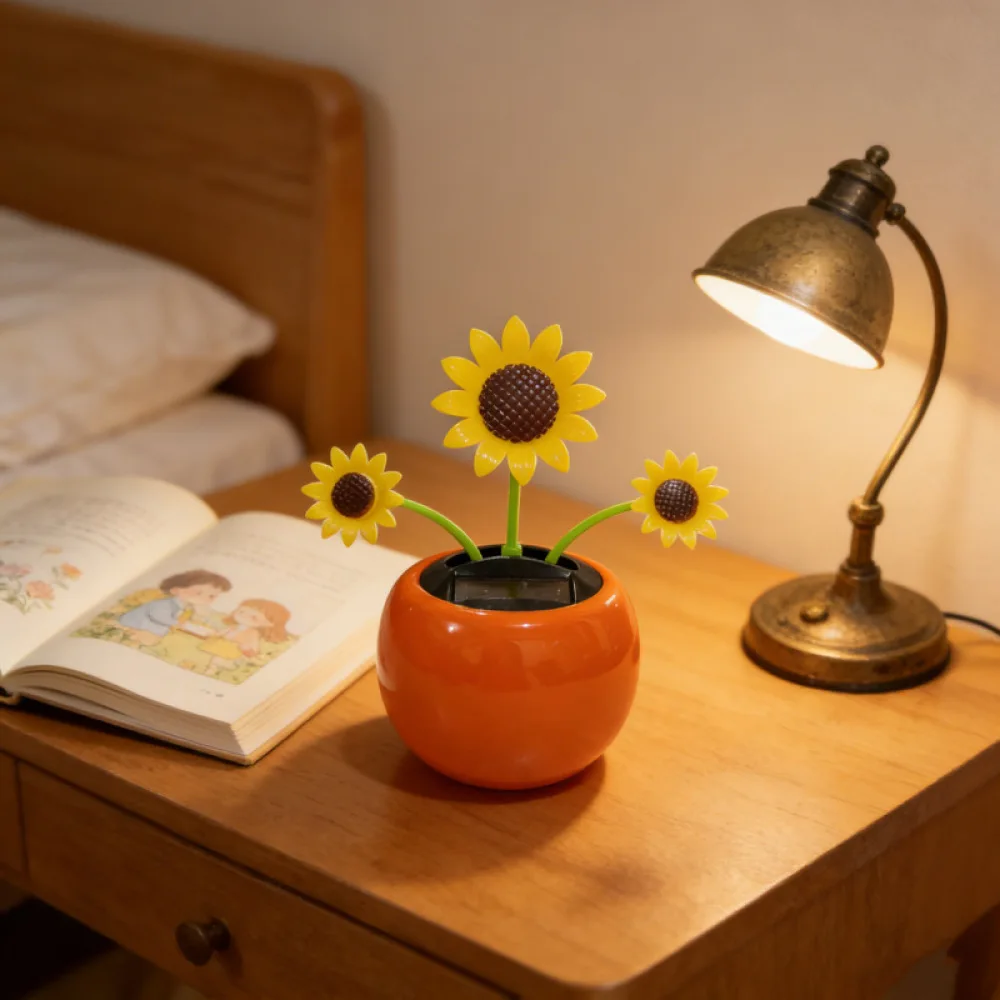 Solar Dancing Apple Flower Car Ornament Dashboard Decor Auto Accessory Cute Cartoon Figurine Interior Decorative Items