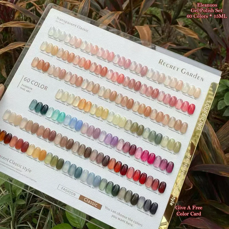 60 Colors Ice Through Nail Gel Polish Set Full Color Transparent UV Gel Varnish Semi Permanent Soak Off Manicure Kit Nail Art