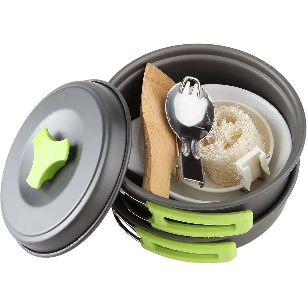 Compact Camping Cookware Set - Lightweight Backpacking Gear with Pots, Pans, and Portable Stove for Outdoor Kitchen Essentials