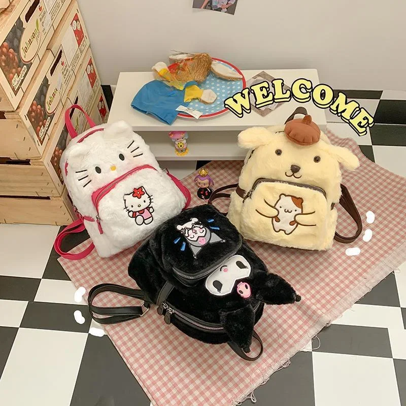 

Sanrio Hello Kitty new backpack cute plush schoolbag cartoon pudding dog bag