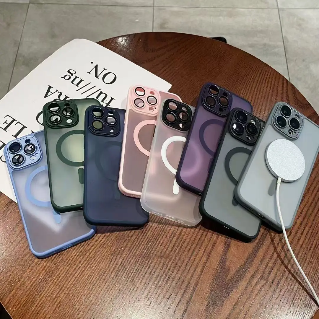 Magnetic Luxury Translucent Armor Shockproof Case For iPhone 16 15 14 13 12 11 Pro Max For Magsafe Wireless Charge Phone Cover - náhled 2