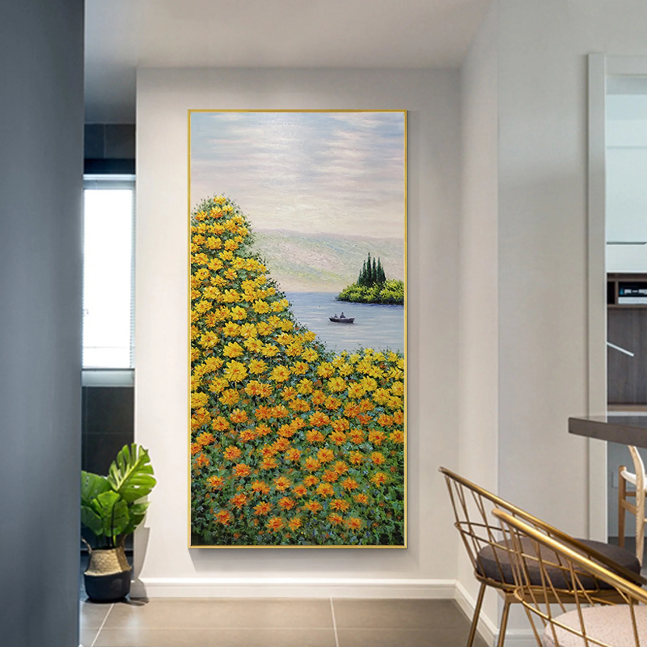 Pop Art Sunflower Oil Painting Flower Luxury Hand Oil Painting Abstract 3d Yellow Flower Oil Painting