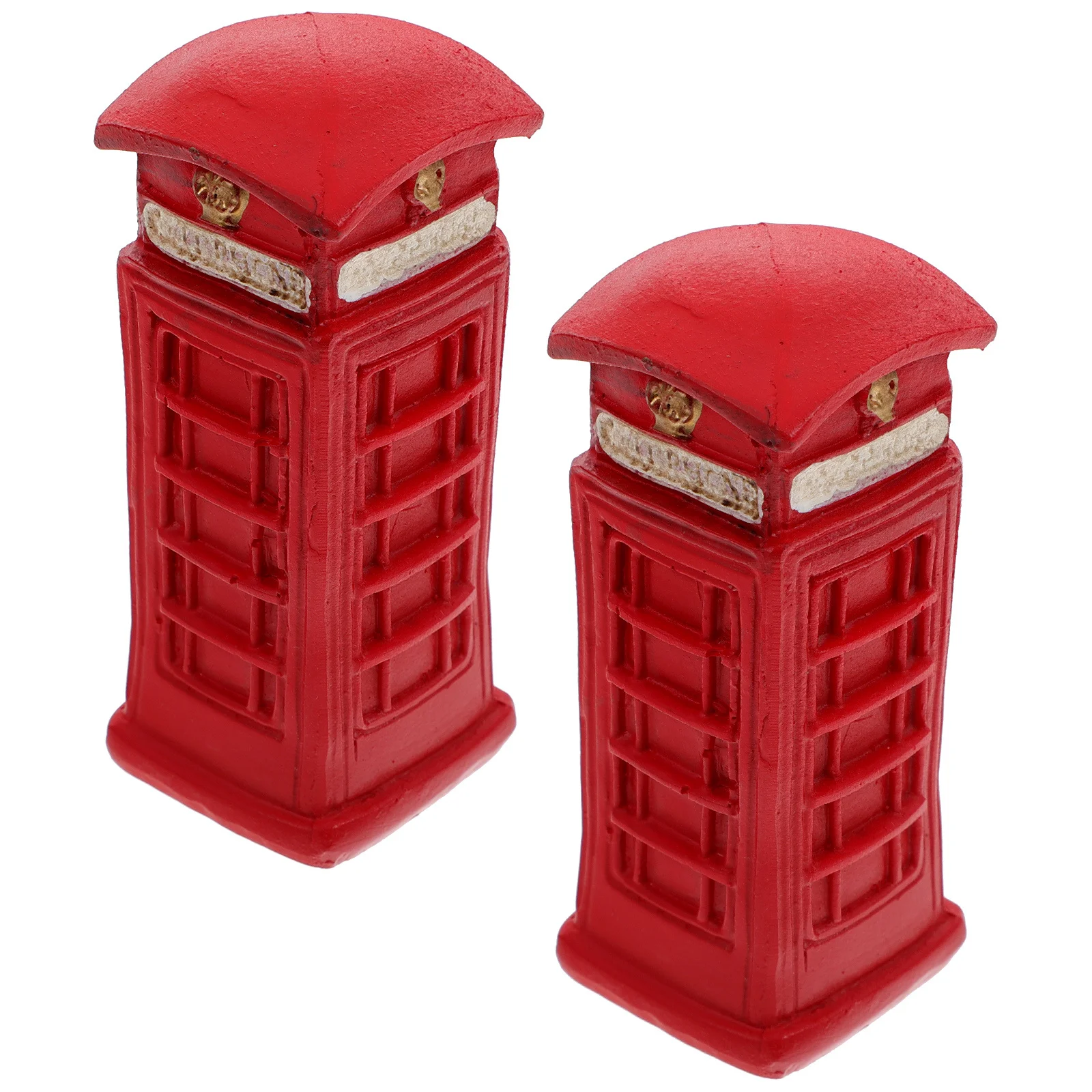 

2Pcs Miniature Telephone Booth Retro Resin Crafts Vintage Simulation Decor Home Ornament Cognitive Development