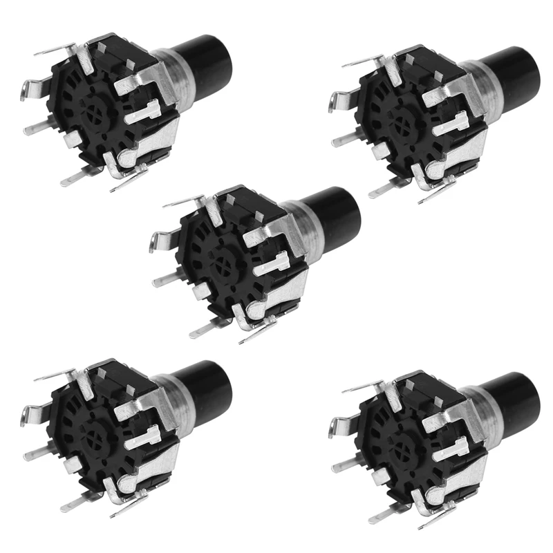 ABRU-5Pcs EC12D1524403 Car Navigation CD Volume Encoder With Push Button Switch EC12 Round Type 30 Position 15 Pulse