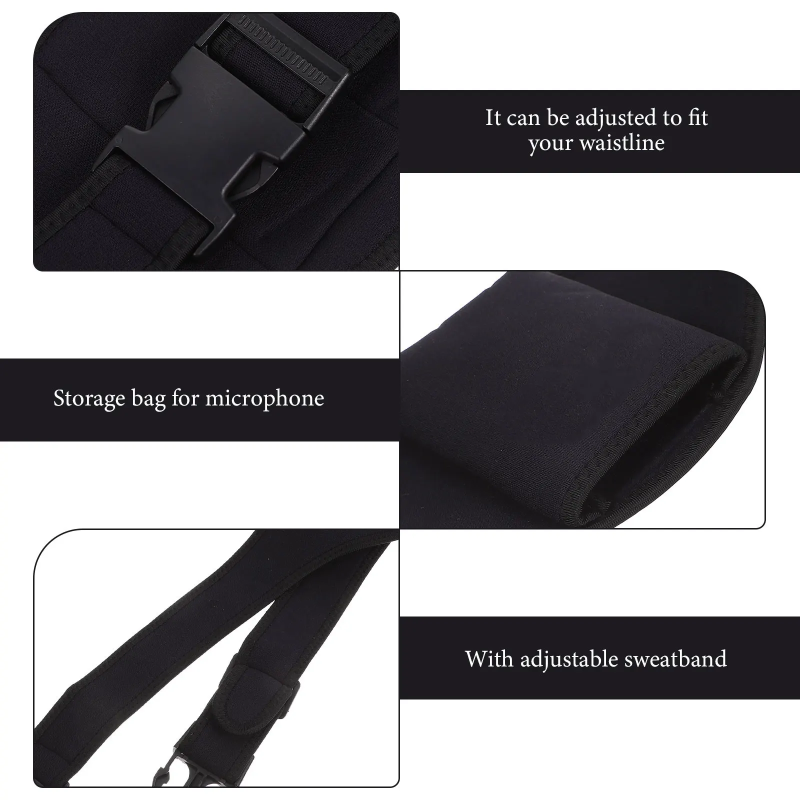 

Microphone Waist Bag Black Holder Gym Wireless Pouch Rubber Belts Fitness Mic Belt Premium Secure Comfortable Adjustable