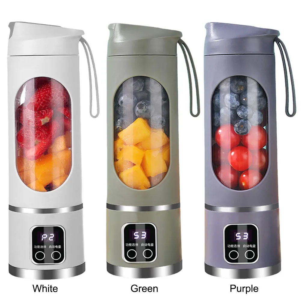 450ml Portable Juicer Electric Juicer Cup USB Rechargeable Mini Electric Juicer with 12 Blades 1500mAh for Smoothies Shakes