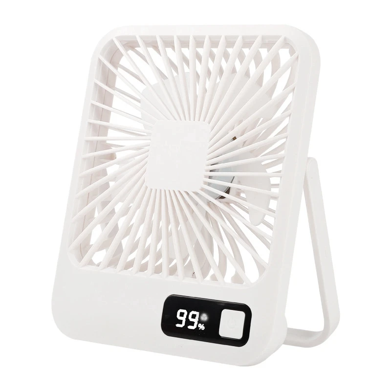 

Digital Desktop Convenient Home Student Dormitory Office Mute Portable Multifunctional Charging Mini Fan, White