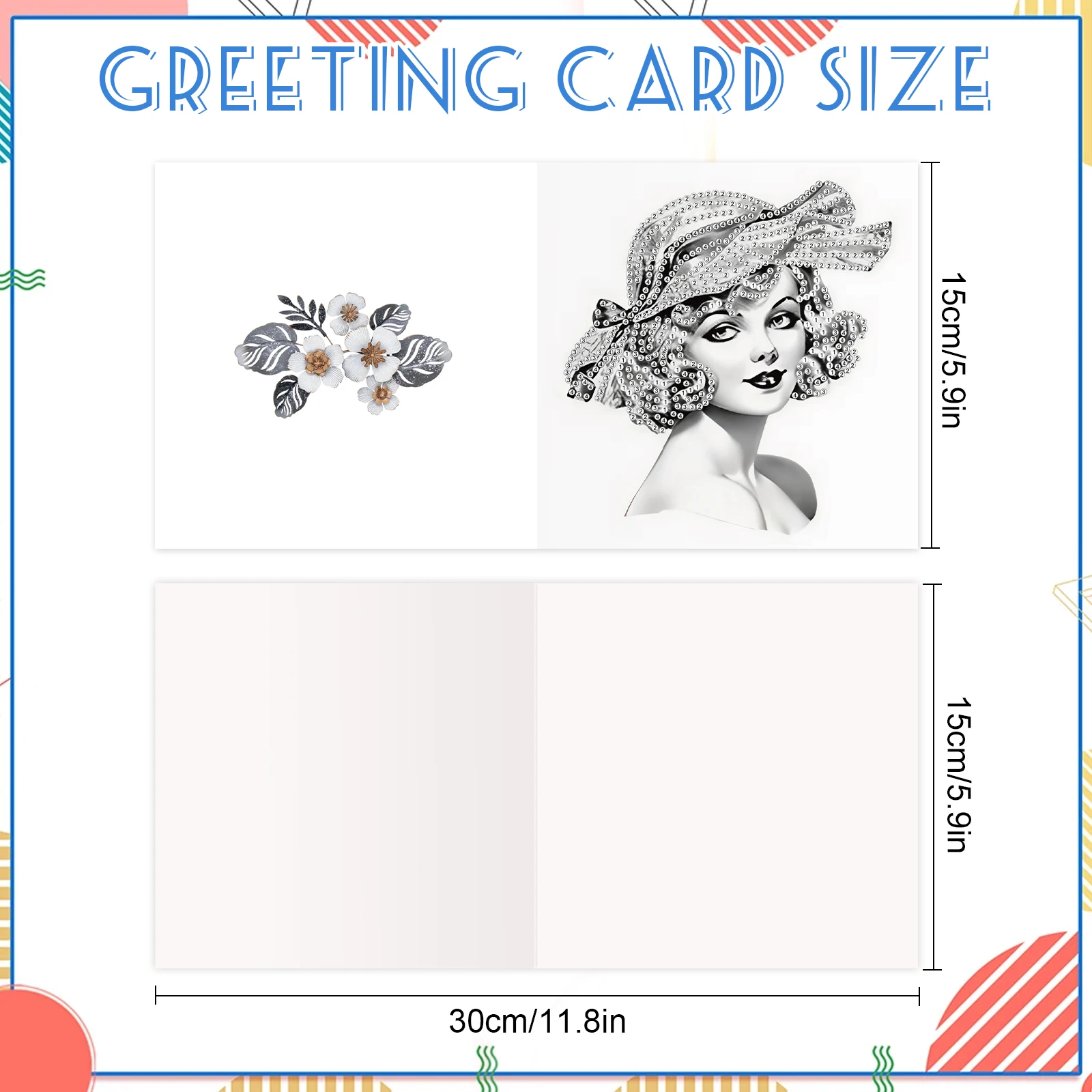 6PCS Diamond Art Painting Greeting Cards Kits,Elegant lady DIY Special Shaped Diamond Art congratulation cards Art handmade Gift - view 2