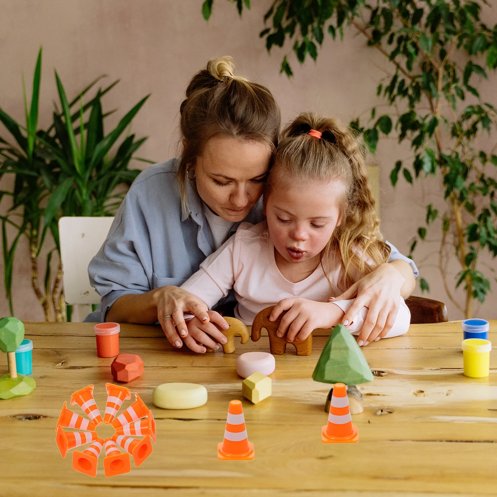 

30 Pcs Traffic Cognitive Toys Mini Cones Plastic Barricade Kids Educational Toys Road Signs Simulation Safety Awareness