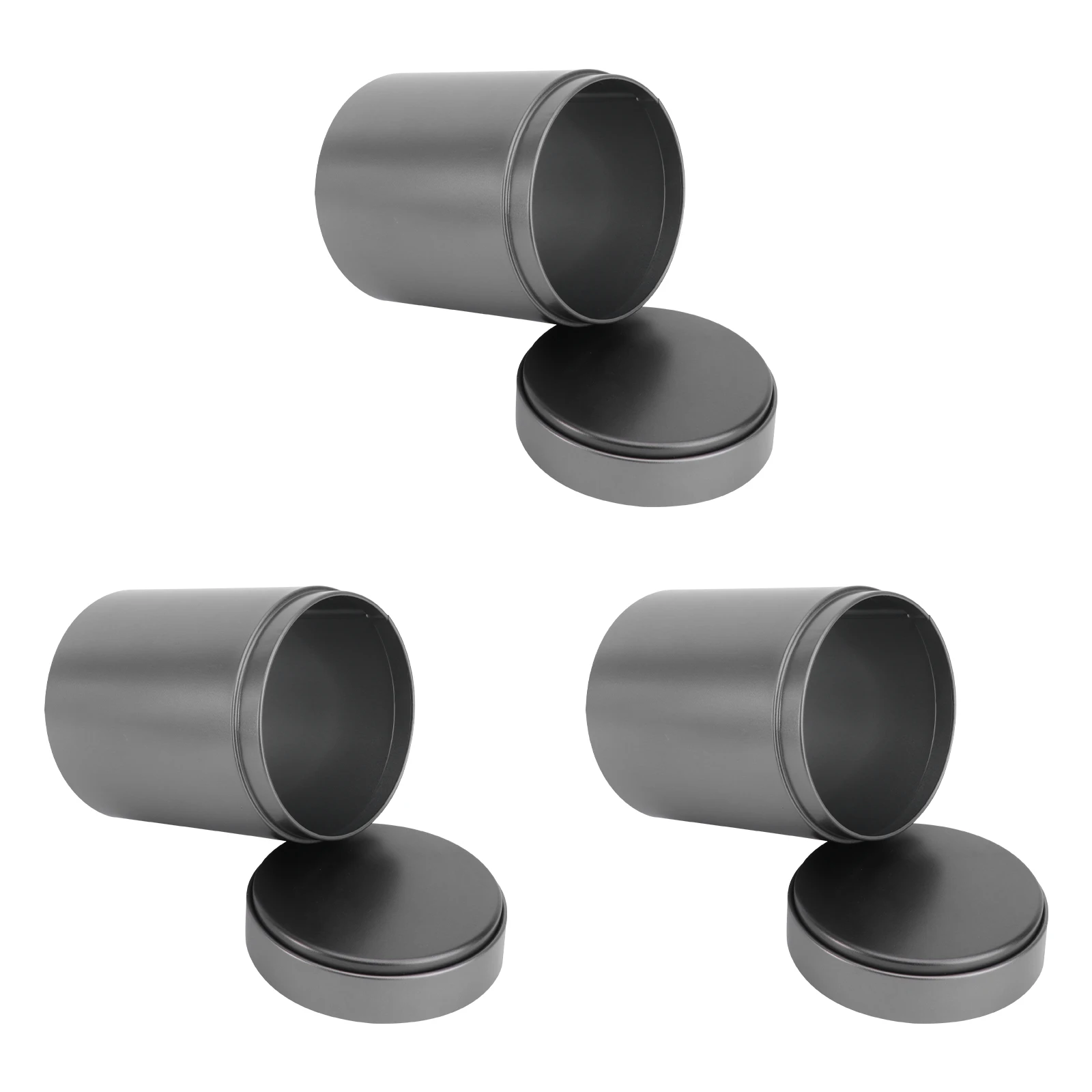 

3 PCS Food Containers Sealed Tin Can Storage with Lids Gift Candy Jar Black Jars Airtight Sugar Canister Child
