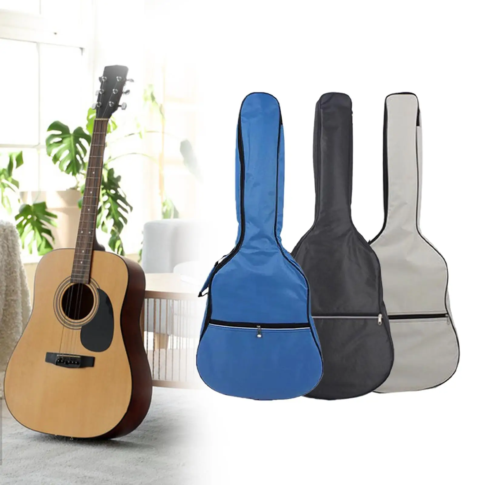 Guitar Gig Bag Thicken Material Waterproof Side Handle Protection Backpack Acoustic Guitar Carrying Case Large Front Pocket view 6