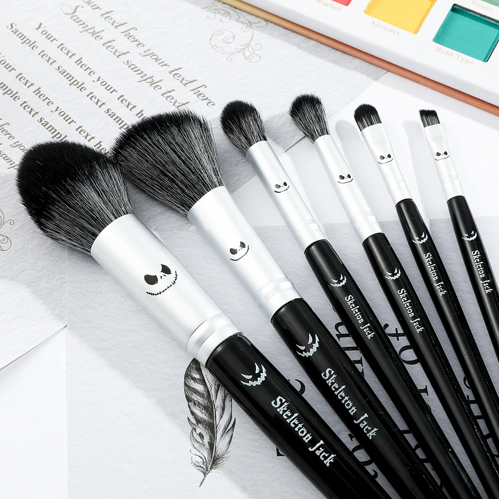 6pcs The Nightmare Before Christmas Makeup Brush Set for Women Cosmetic Tool Face Body Painting Oval Mop Wooden Brush