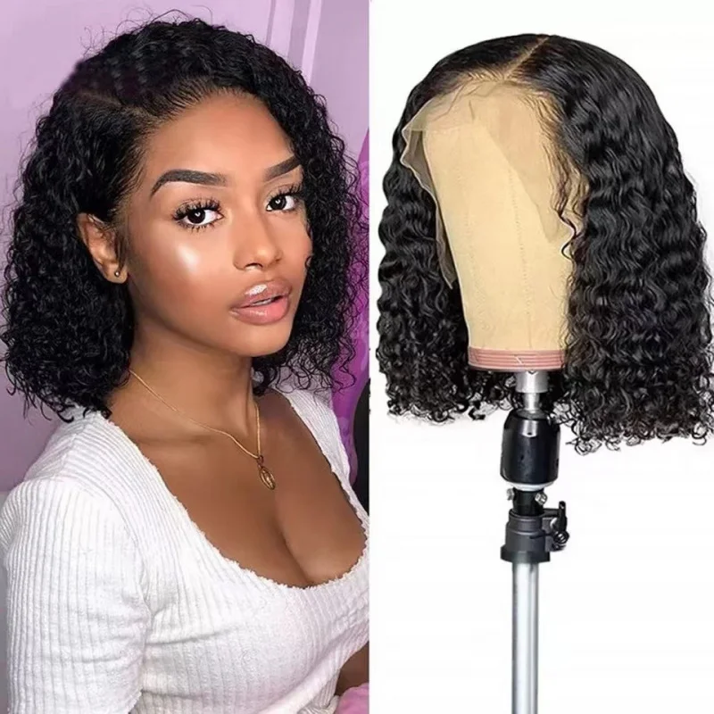 Front lace burgundy short curly wig, synthetic fiber full headpiece, fashionable, natural, and realistic