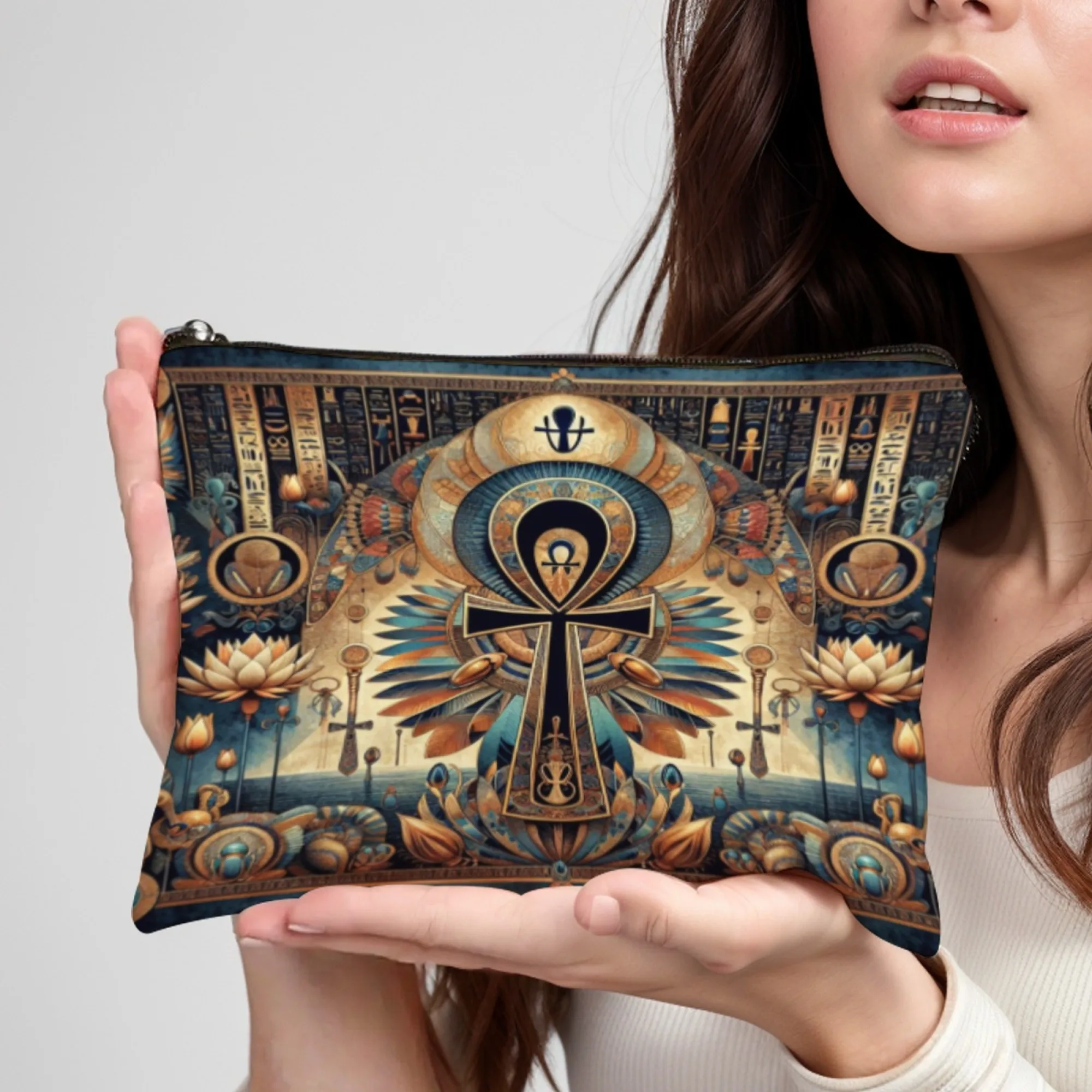 

A Egyptian Makeup Bag - Cute Multi-functional Zipper Pouch for Women, Jewelry Storage Bag,