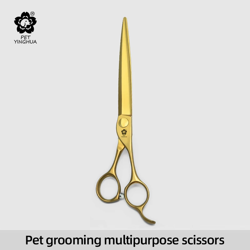 Sakura professional pet grooming scissors, golden color, comprehensive refinement, serrated straight cutting, dog hair cutting