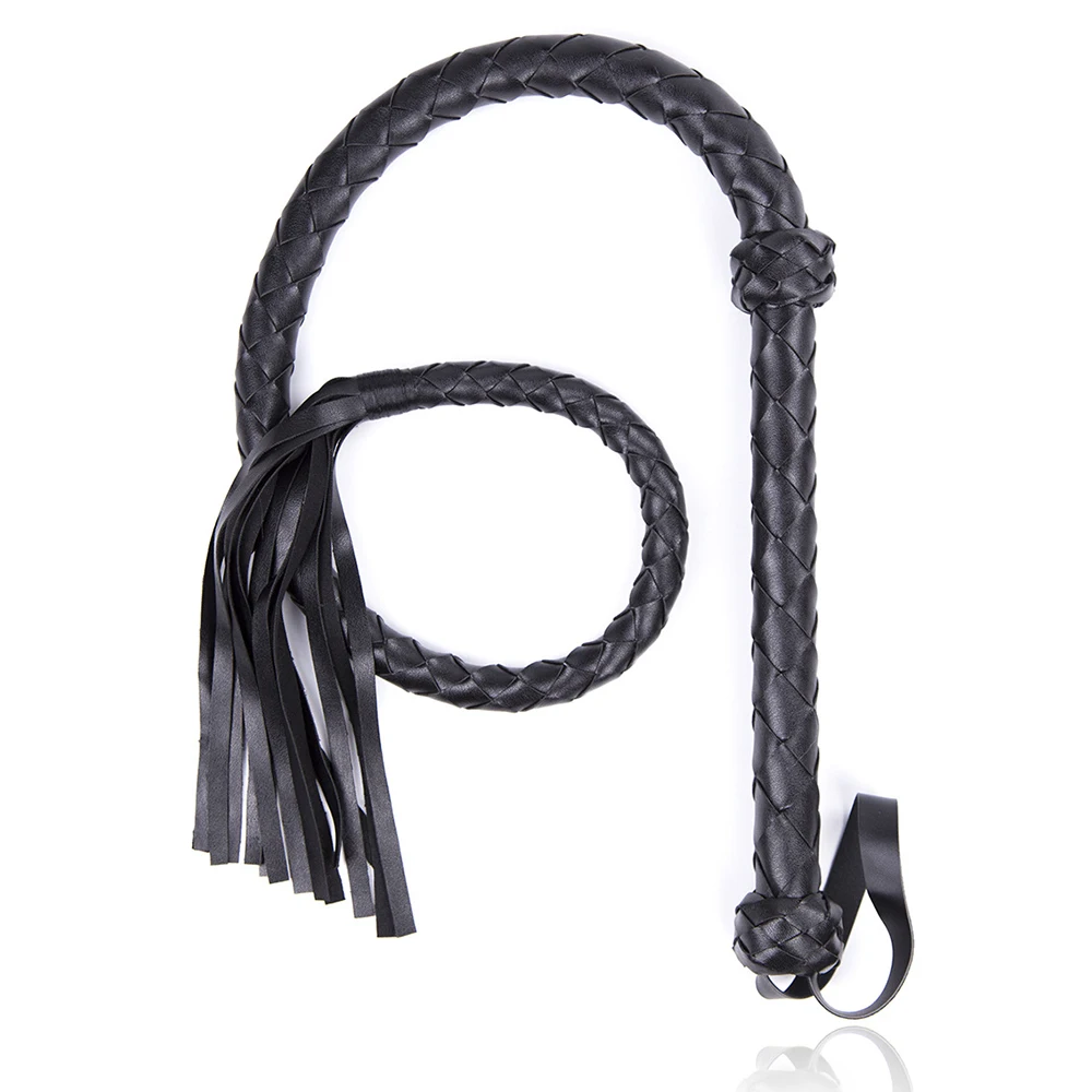 121CM  Supply Premium Horse Whip for Horse Training, PU Leather Whip,Handle with Wrist Strap