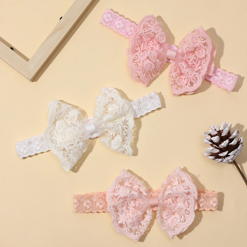 3Pcs/Set Baby Headbands for Girls Lace Bowknot Hair Bands for Newborn Children Turban Kids Headwear Toddler Hair Accessories