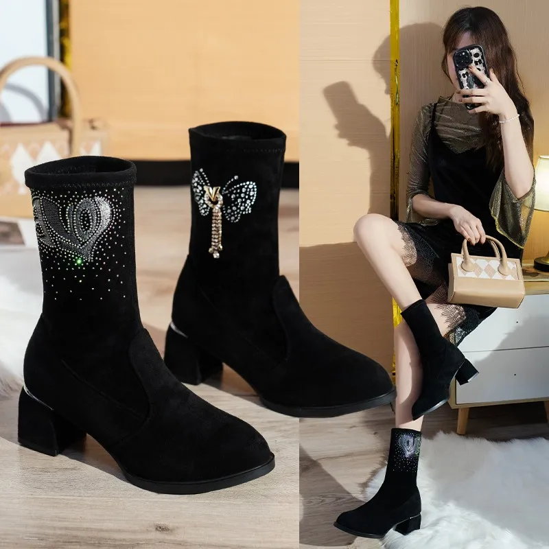 Classic Women Winter Boots Suede Ankle Snow Boots Female Warm Fur Plush Insole High Quality Botas Botas Altas Plataforma Mujer