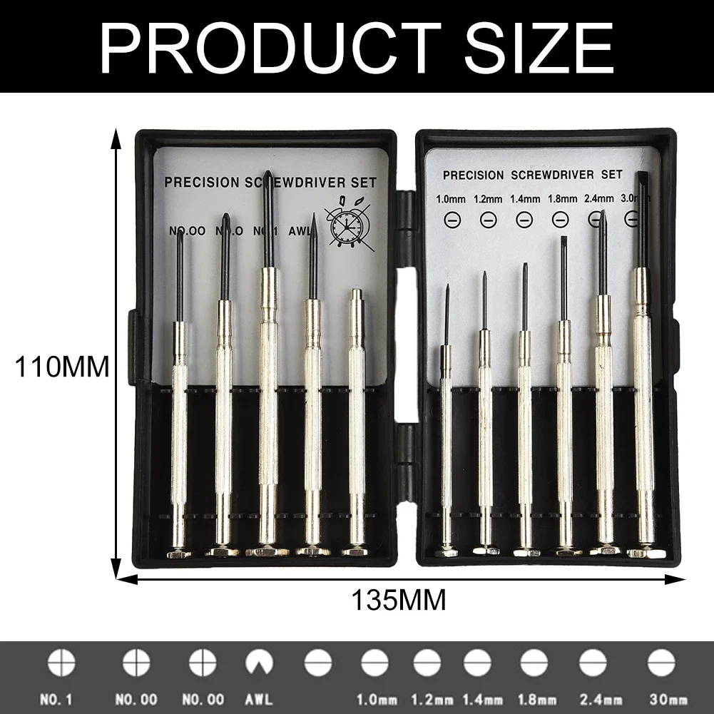 Repair Tool Screwdriver Set Watch Repair Chrome Vanadium Steel Organization Case Precision Pro Slotted Cross Screwdrivers