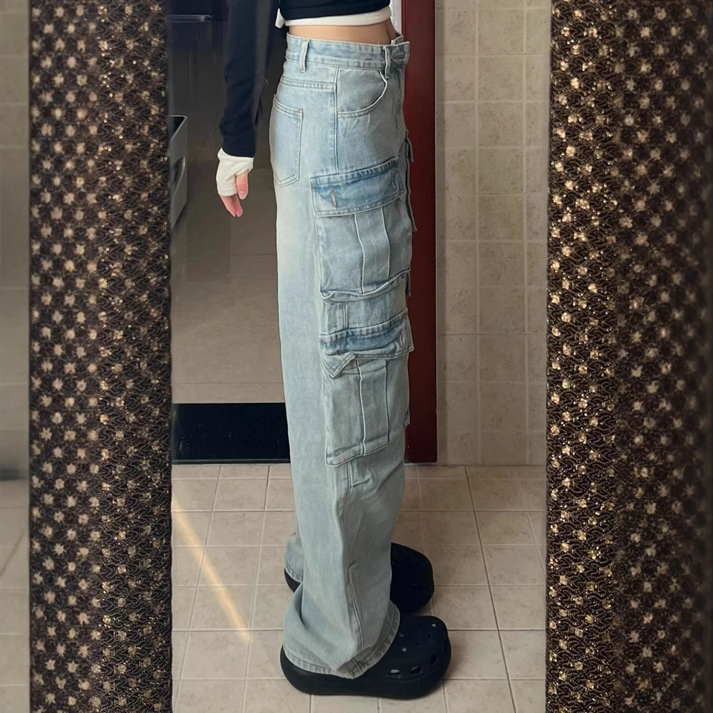 Retro Distressed Wide Leg Jeans Distressed Pants Streetwear Pants Wide Leg Fashion Comfortable Daily Wear Cotton Fabric Pants
