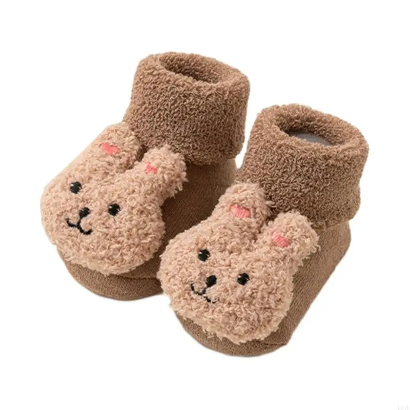 L5YF 1 Pair Newborn Baby Socks Autumn Winter Thick Insulation Floor Shoes Anti Slip