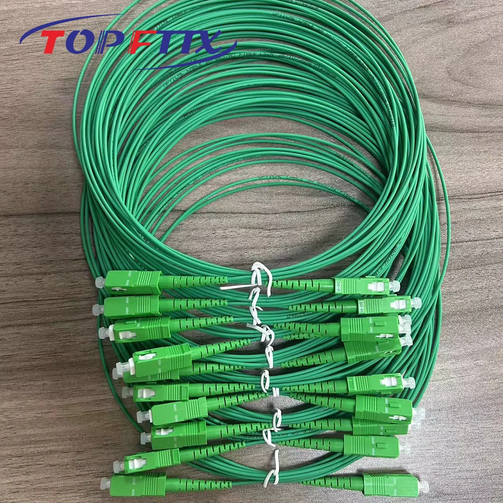 Exclusivamente para Francia Telecom SC/APC SM G657A2 SX 1,6 mm Cable de conexión de fibra óptica Liga verde 3,5 metros de longitud IL≤ 0,3 dB Jarretière