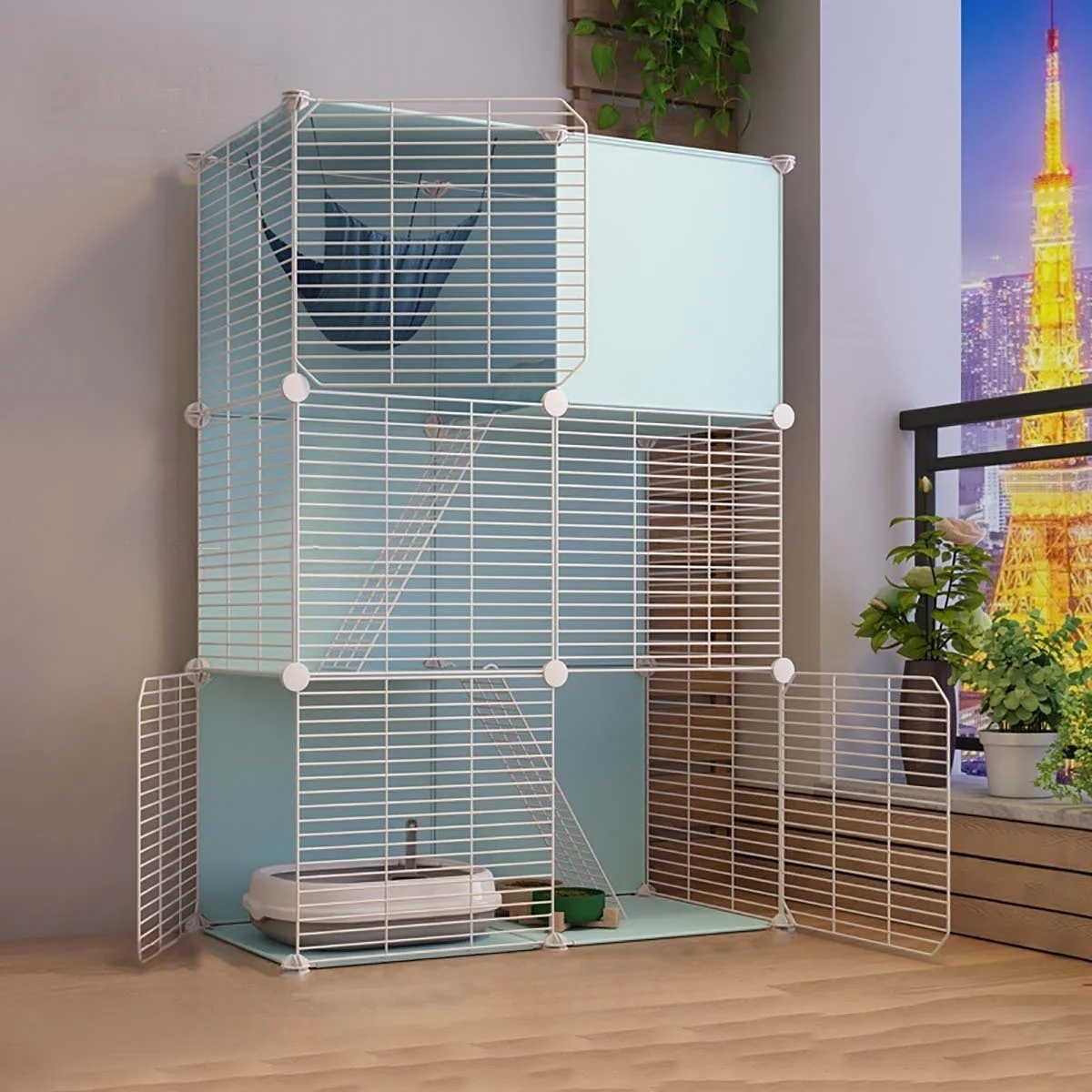 

Cat Cage for Home Use, Indoor Large Free Space Cat House, Cat Shelter, Cat Nest, Pet Cage, Three-Story Small Cat Villa