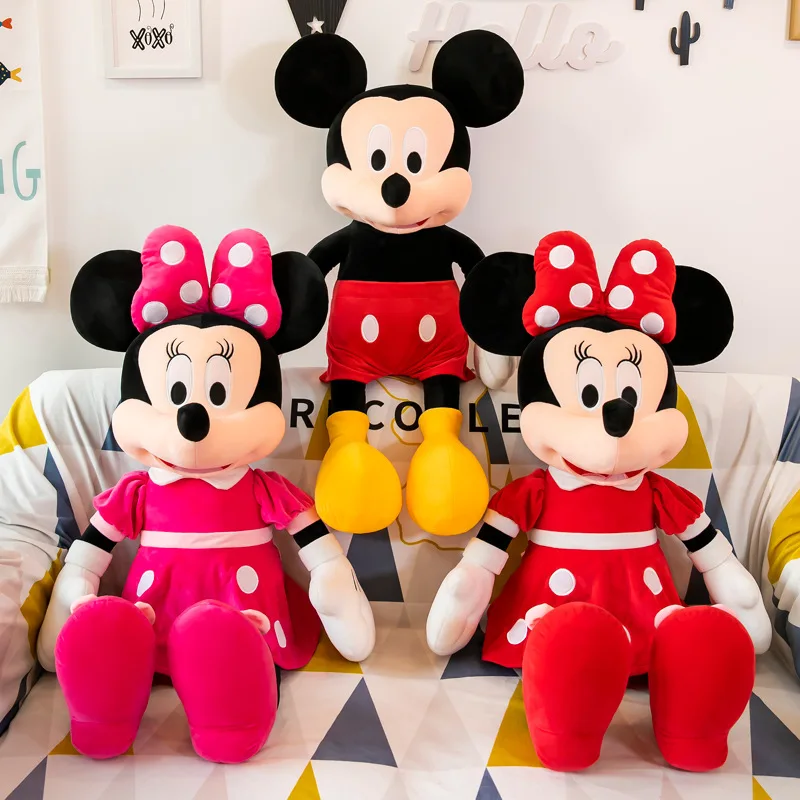 Disney-peluches de Mickey Mouse para niños, juguetes de peluche Kawaii de Anime, modelos de peluche de Minnie, muñecas de decoración para niños, regalo de cumpleaños, 35cm