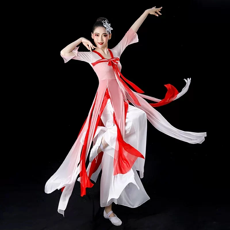 Chinese Style Fairy Fan Dance Stage Costume New Gradual Change of Color Gradual Color Change Fairy Fan Dance Suit for Women