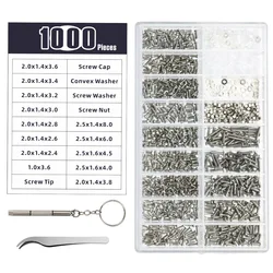 1000/600pcs Stainless Steel Micro Glasses Sunglass Watch Spectacles Phone Tablet Screws Nuts Screwdriver Set Kits Repair Tool