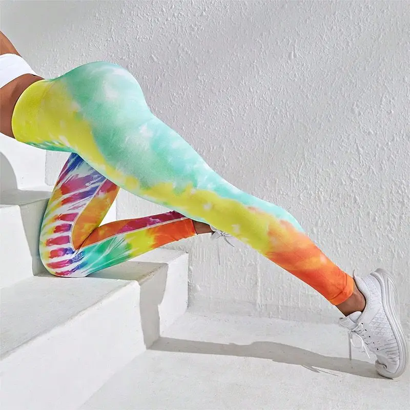 Women\'S New Colorful Graffiti 3D Printing Leggings High Waist Seamless Leggings Push up Fitness Sports Gym Yoga Pants