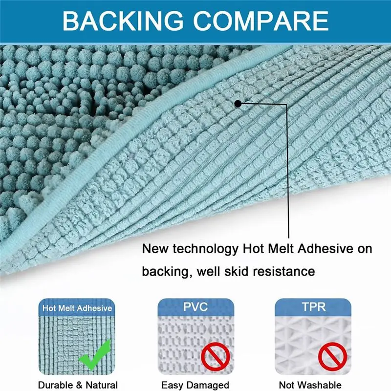 

REST Chenille Striped Bathroom Carpet Anti-Slip-Soft Plush Bathroom Mat Is Suitable for Bathroom Floor 43X122Cm